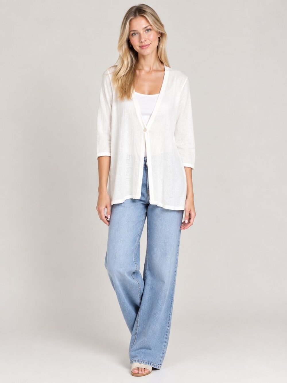 J. Jill One-Button V-Neck Cardigan White 3X #A4622